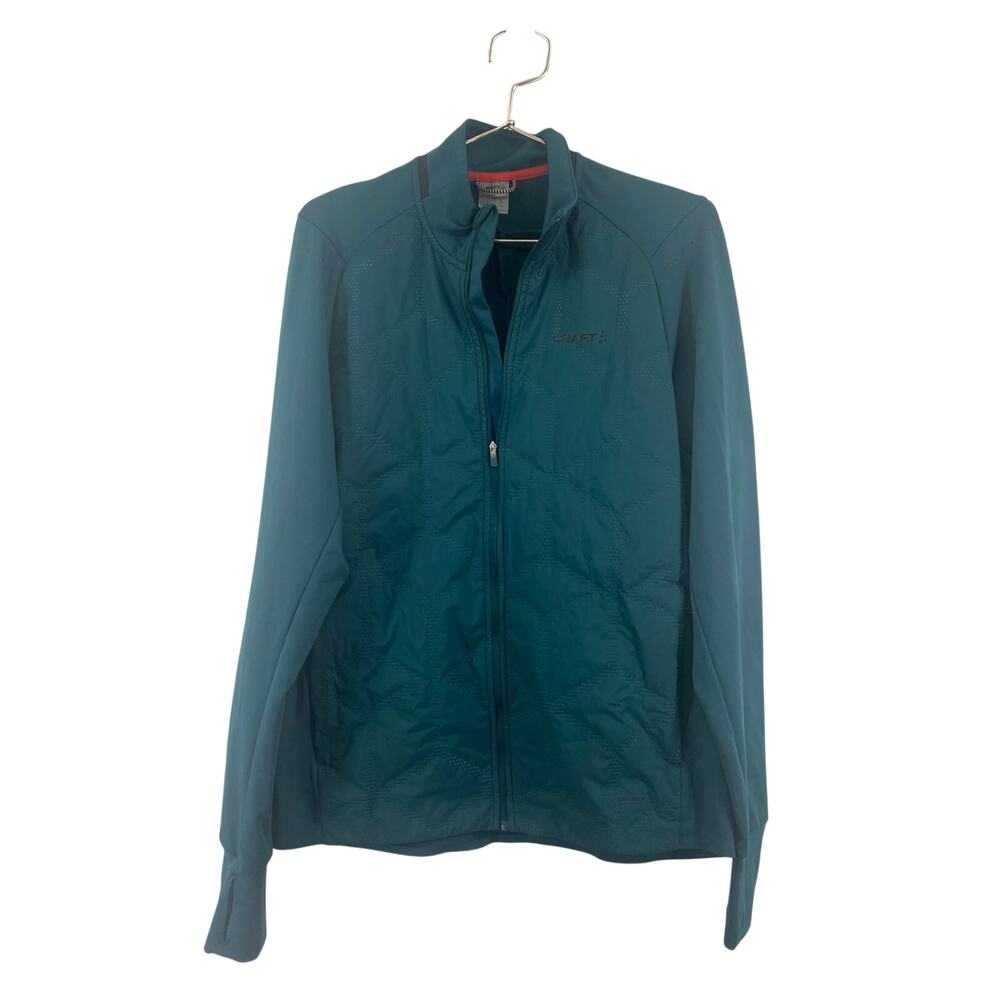 CRAFT Men’s Lightweight Hybrid Running Jacket Teal Full Zip Reflective Size M